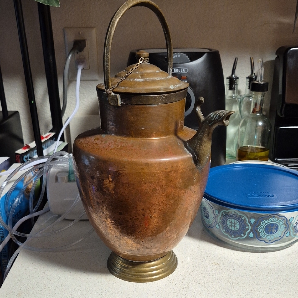 MID CENTURY COPPER/BRASS PITCHER